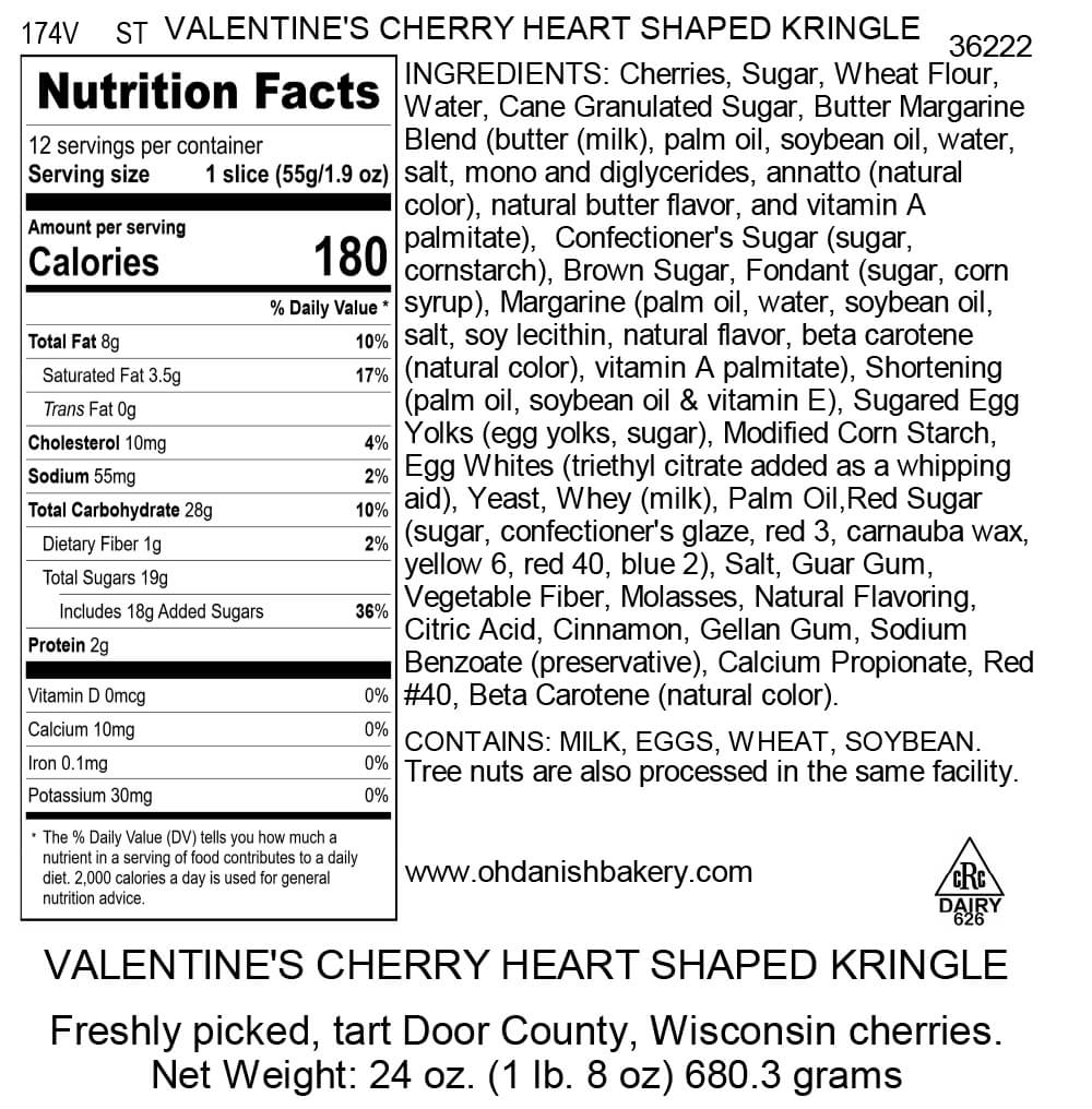 Nutritional Label for Valentine Cherry Kringle