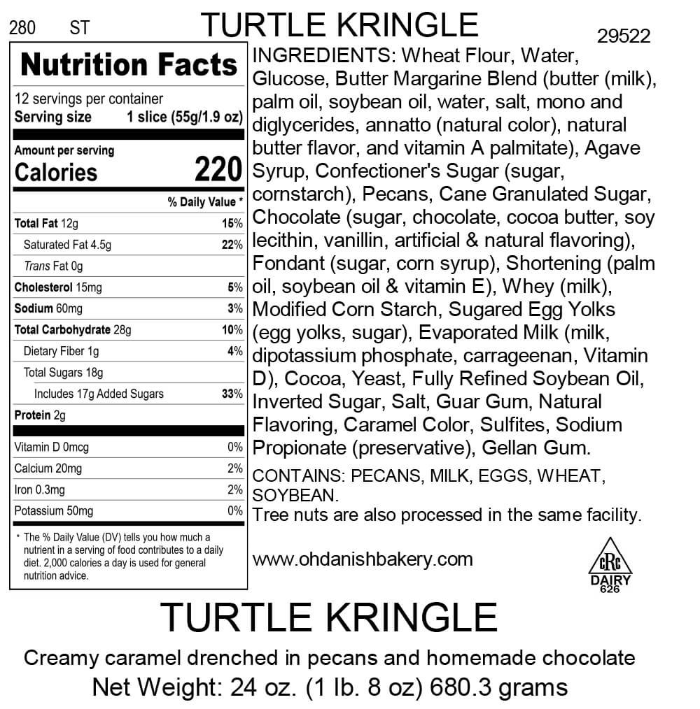Nutritional Label for Turtle Kringle