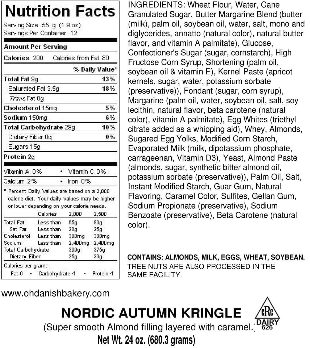Nutritional Label for Nordic Autumn Kringle